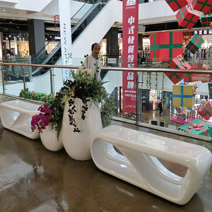 创意时尚广场字型椅子公共场所休息玻璃钢休闲椅商场休息长凳子