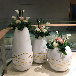 组合仿真玻璃钢大花盆装饰摆件北欧花瓶落地商场花器客厅商场摆件